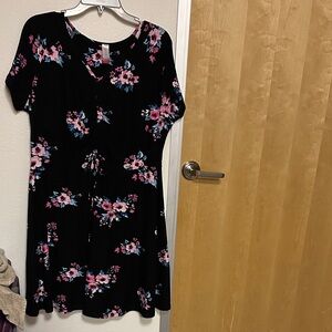 No Boundaries Black Dress with Pink and Blue Floral